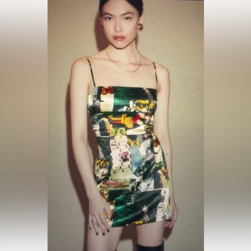 Reformation Multicolor Graphic Slip Mini Dress